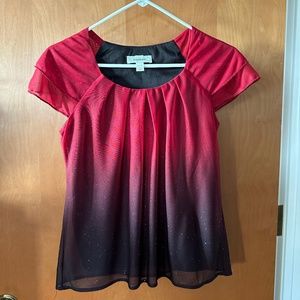 Red/black ombre glitter top size small